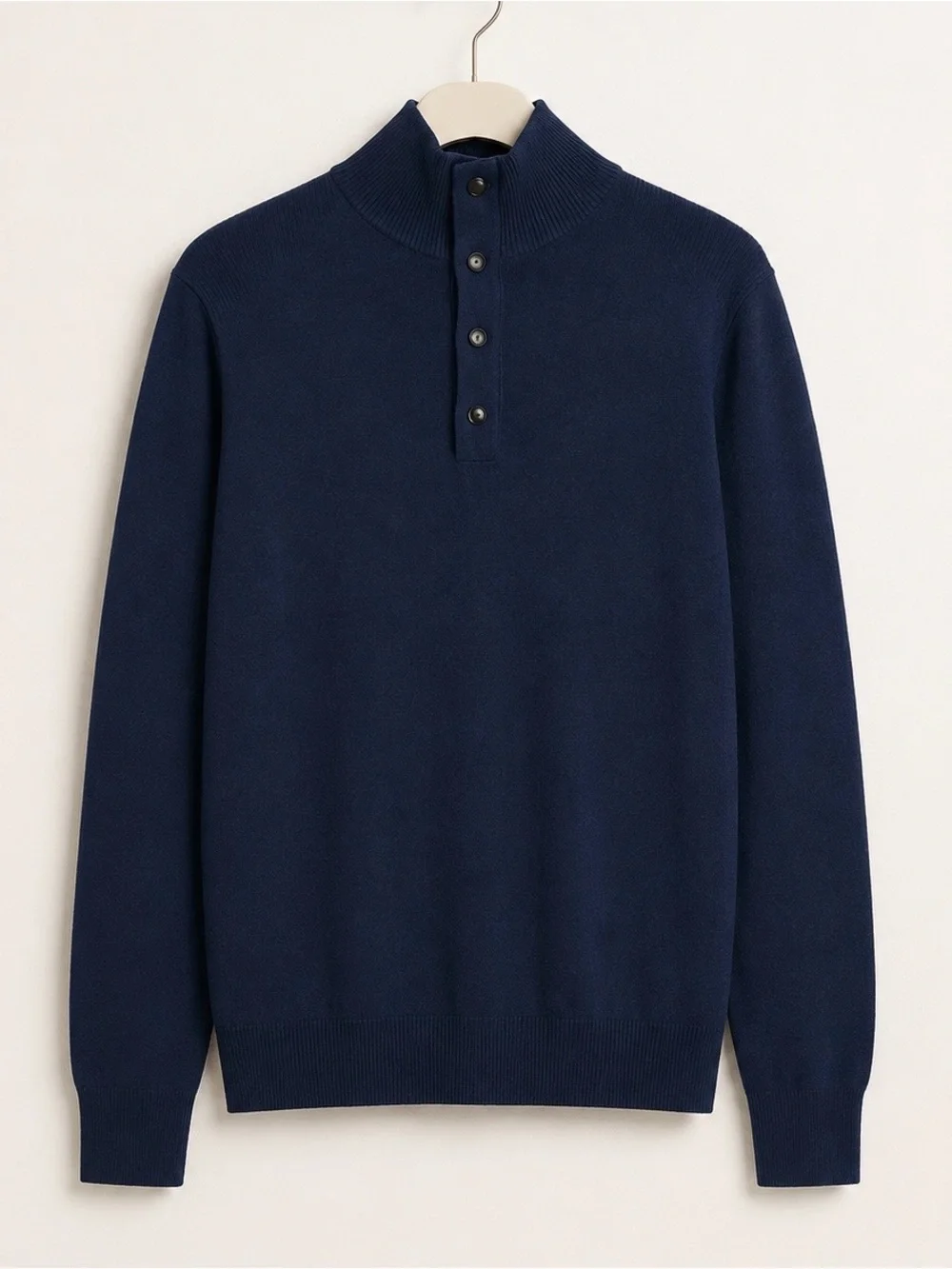 Banana Republic Navy Mock Neck Button Pullover‎ Sweater Tall L